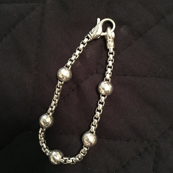 Jai Jewelry - JAI Sterling Hammered Bead Box Chain Bracelet